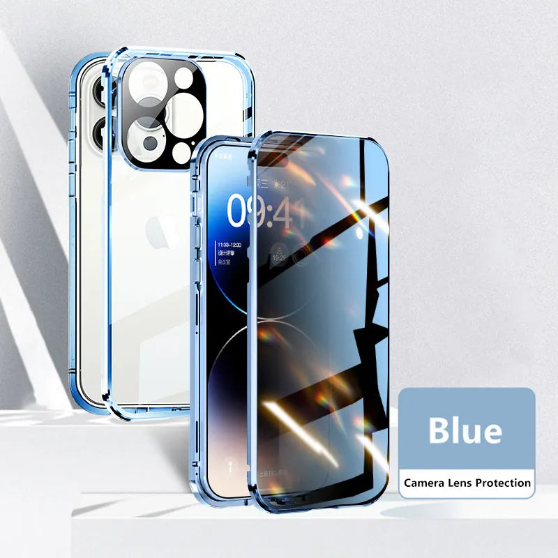 iPhone 15 Series (Front+Back) Double Magnetic Glass Case