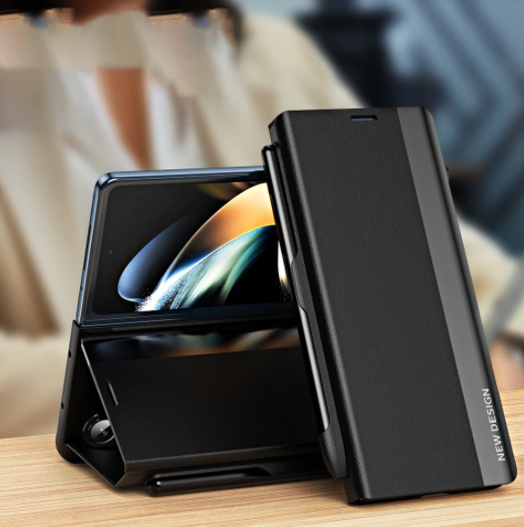 Luxury Electroplated Leather Magnetic Phone Case for Z Fold 5